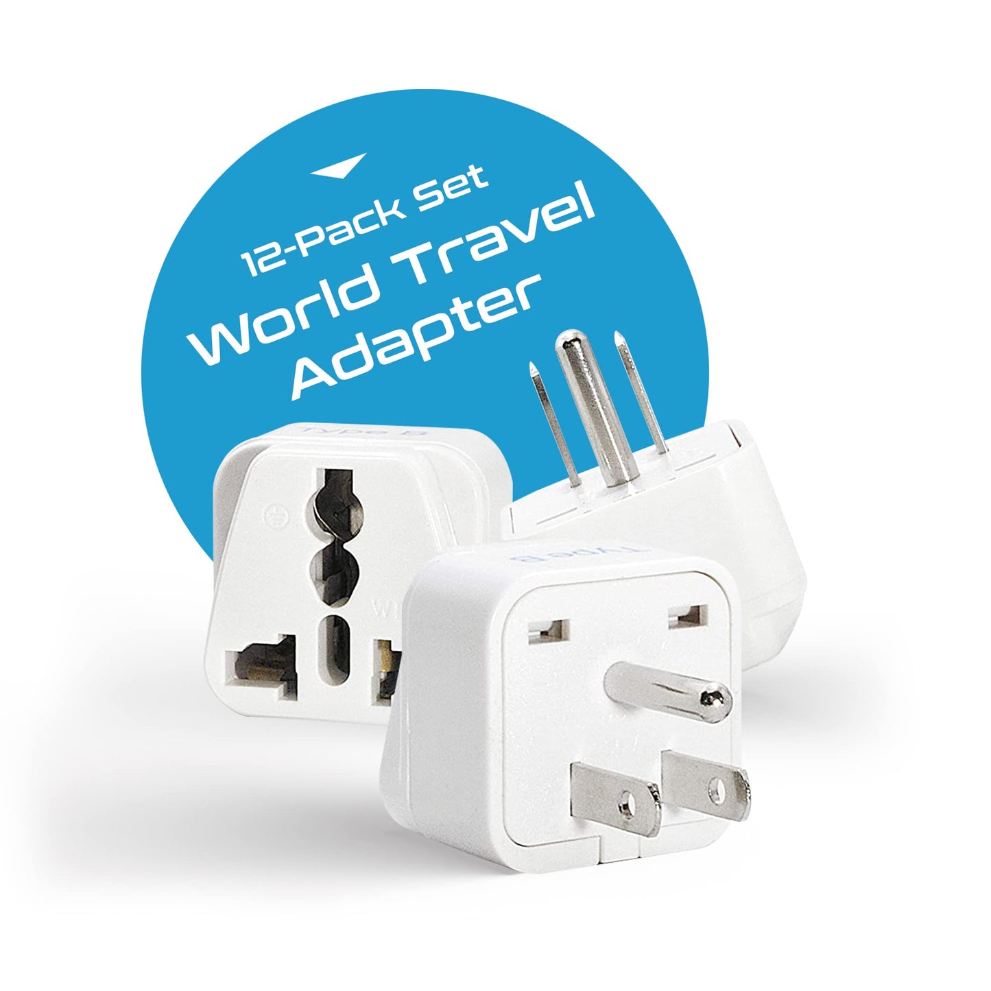 Ceptics Travel Adapter with Types A-M Plugs, Travel Plug Adapter Set Compatible with Power Sockets in All Continents, Compact World International Plug Adaptor Kit, Set of 12,GP-12PK