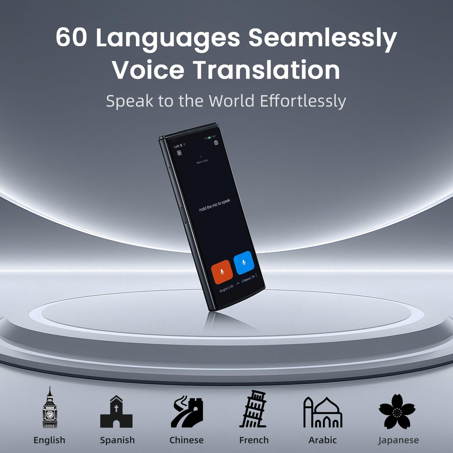 iflytek Language Translator Device with Offline Translation, 60 Languages Voice & Photo Translation, Real-Time Interpreter, 2-Year Free Global Data, for Travel, Business, Learning