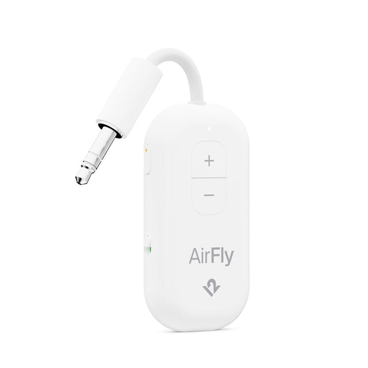 AirFly Pro 2 – Bluetooth Adapter for Airplane, Pair 2 AirPods or Wireless Headphones – 3.5mm AUX Bluetooth Transmitter and Receiver for Cars, Boats, Treadmills, TVs & More – Airplane Travel Essentials