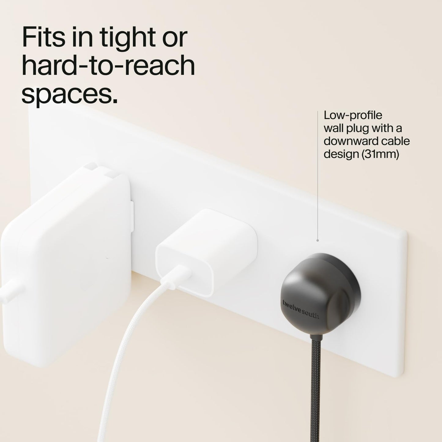 Twelve South PowerCord All-in-One 30W USB-C Fast Charger with Universal Compatibility– 4 ft Charging Cable + Wall Adapter Block for USB-C PD 3.0 for iPhone, iPad, Samsung, MacBook Air, and More, Slate
