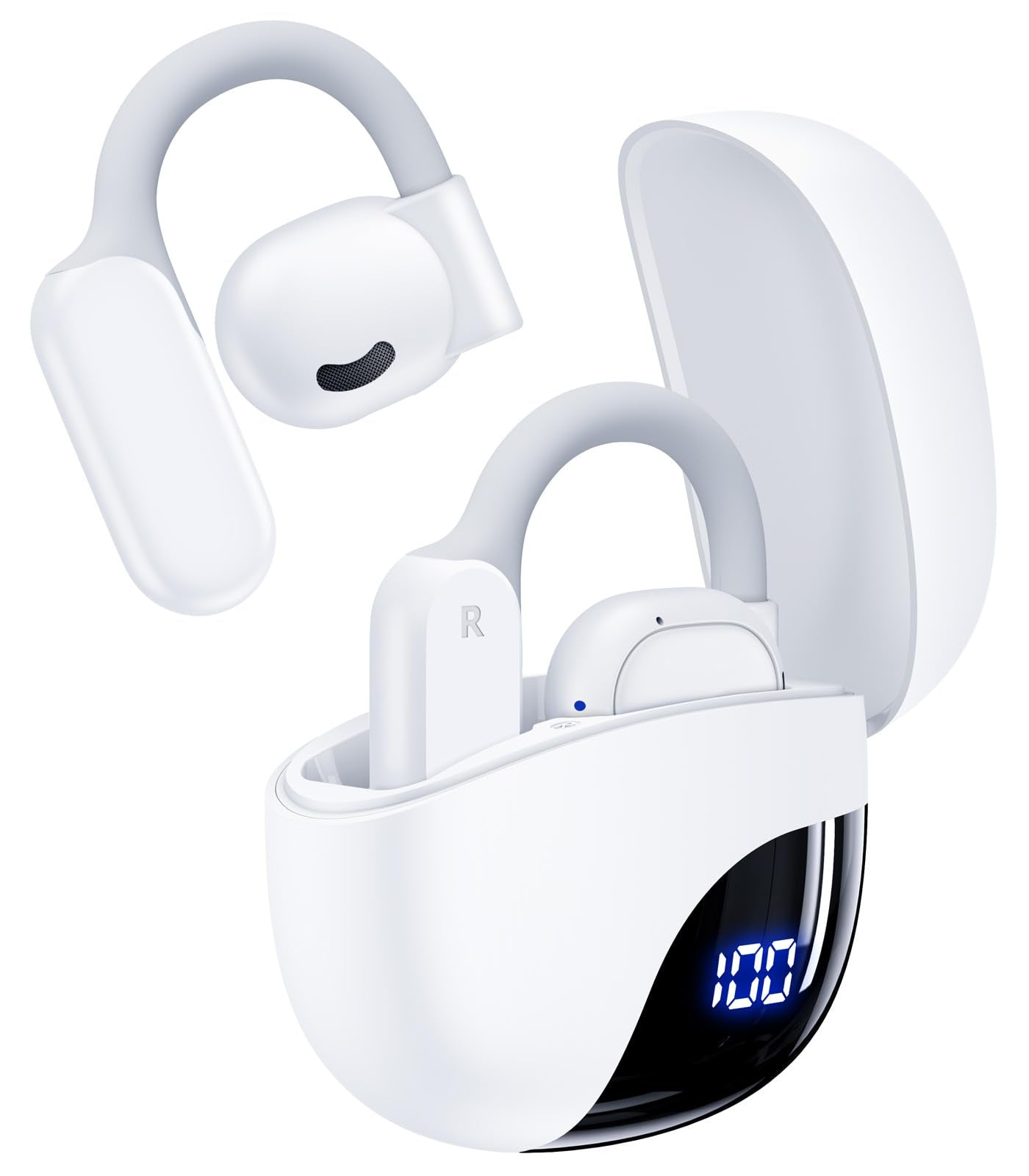 AI Translation Earbuds Real Time with LED Display White