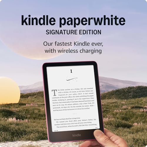Amazon Kindle Paperwhite Signature Edition 32GB (newest model) – Our fastest Kindle with auto-adjusting front light, wireless charging, and weeks of battery life – Metallic Raspberry
