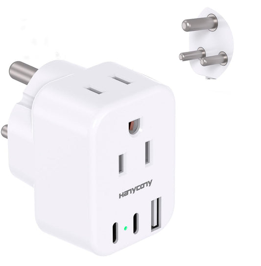 South Africa Travel Plug Adapter, HANYCONY Type M Power Adapter with 2 AC Outlets 3 USB Ports(2 USB C) for US to South Africa Botswana Namibia India Nepal Bhutan Sri Lanka