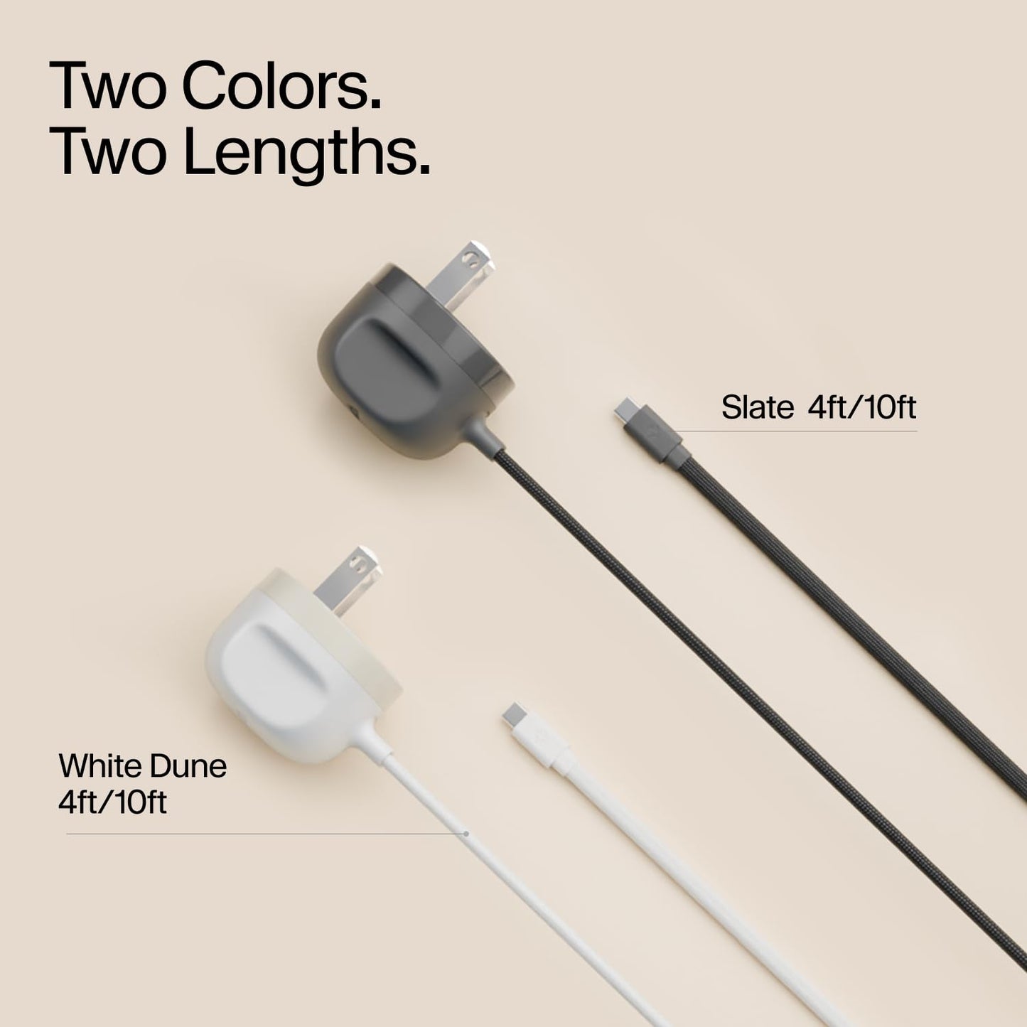 Twelve South PowerCord All-in-One 30W USB-C Fast Charger with Universal Compatibility– 4 ft Charging Cable + Wall Adapter Block for USB-C PD 3.0 for iPhone, iPad, Samsung, MacBook Air, and More, Slate