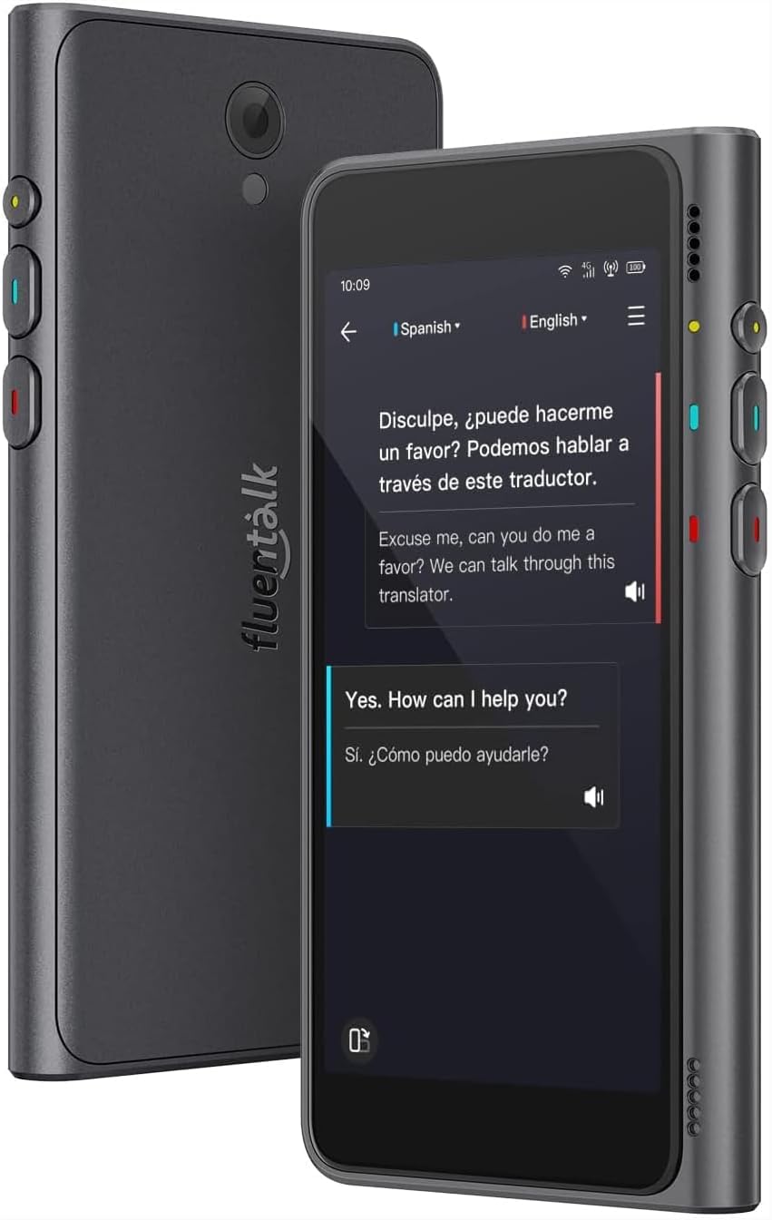 Timekettle Fluentalk New T1 Translator Device Supports 40 Languages, 31+ Offline Language Pairs, Photo Translation, No WiFi Needed, 2-Year Global Data, 4" HD Screen for Travel