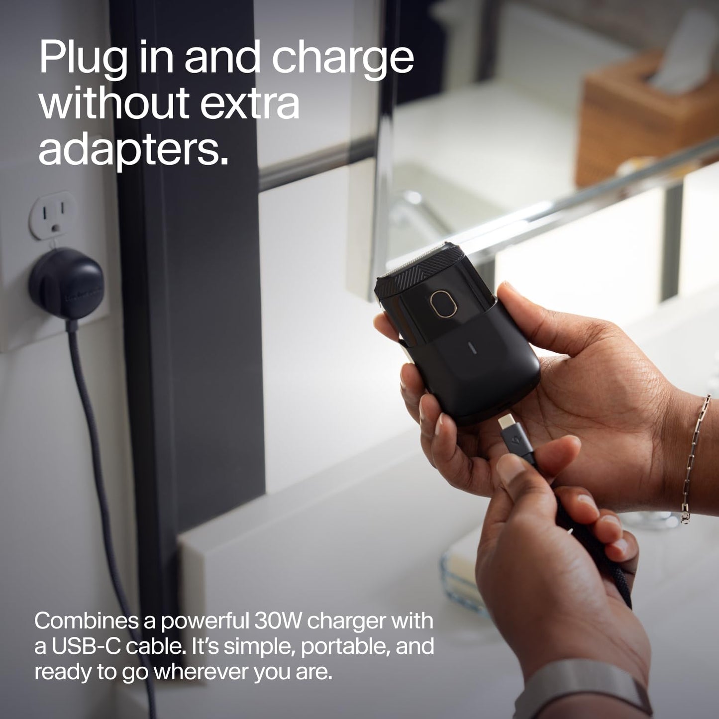 Twelve South PowerCord All-in-One 30W USB-C Fast Charger with Universal Compatibility– 4 ft Charging Cable + Wall Adapter Block for USB-C PD 3.0 for iPhone, iPad, Samsung, MacBook Air, and More, Slate