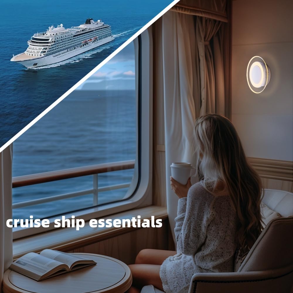Artin-X Magnetic Motion Sensor Night Light with Stick-On Base, Cruise Rechargeable Battery Powered Cordless Glow Light, Ideal for Bedroom, Bathroom, Stairway- Moonlit