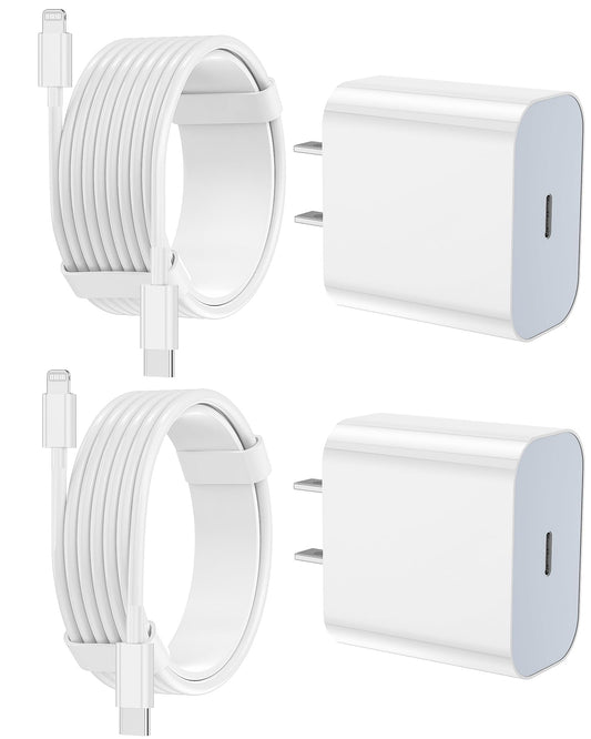 iPhone Charger Fast Charging 2 Pack Type C Wall Charger Block with 2 Pack [6FT&10FT] Long USB C to Lightning Cable for iPhone 14/13/12/12 Pro Max/11/Xs Max/XR/X,AirPod Pro