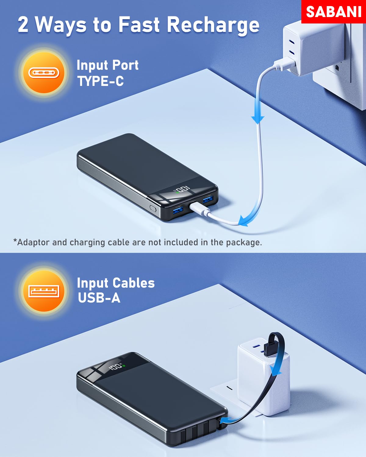 Portable Charger 35000mAh Power Bank - Powerbank with 4 Built in Cables, 22.5W Fast Charging Travel Camping Essential Battery Pack Compatible with iPhone 17 16 15 14 13 Samsung Google, 1 Pack