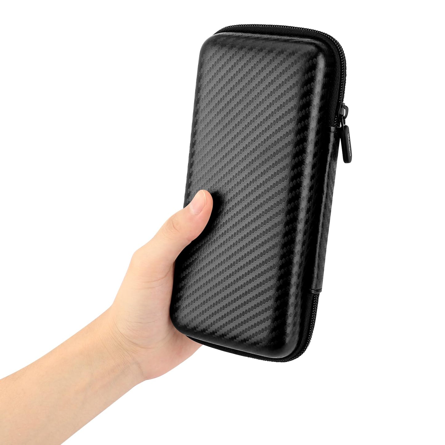 iMangoo Shockproof Travel Essentials Organizer Charger Case, Space-Optimized Zipper Electronics Accessories Pouch Tech Cord Cable Adapter Power Bank Storage for Women Men, 8.5x4.5x2 in (Fiber Black)
