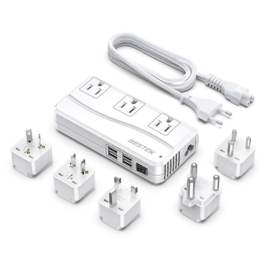 BESTEK 220v to 110v Voltage Converter, US to Europe Converter for Hair Straightener/Curling Iron, Power Converter for European Travel, (US/AU/EU/UK/India/South Africa Universal Plug Adapter)