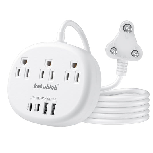 South Africa Plug Adapter, Type M Adapter for South Africa with 3 American Outlets 4 USB Ports (2 USB-C) Total 24W, Type M Plug Adapter for USA to South Africa Botswana Namibia Nepal Bhutan