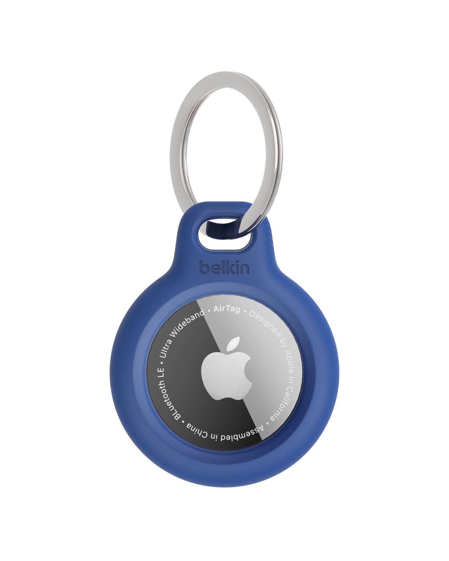 Belkin Apple AirTag Secure Holder with Key Ring - Durable Scratch Resistant Case With Open Face & Raised Edges - Protective AirTag Keychain Accessory For Keys, Pets, Luggage, Backpacks - Blue