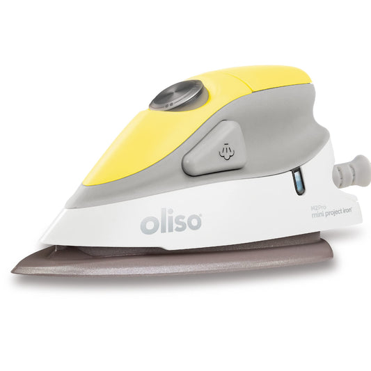 oliso M2Pro Mini Steam Iron with Solemate® – 1000 Watt Dual Voltage Travel Iron for Sewing, Quilting, and Crafting – Ceramic Soleplate, Precision Tip – Butterscotch