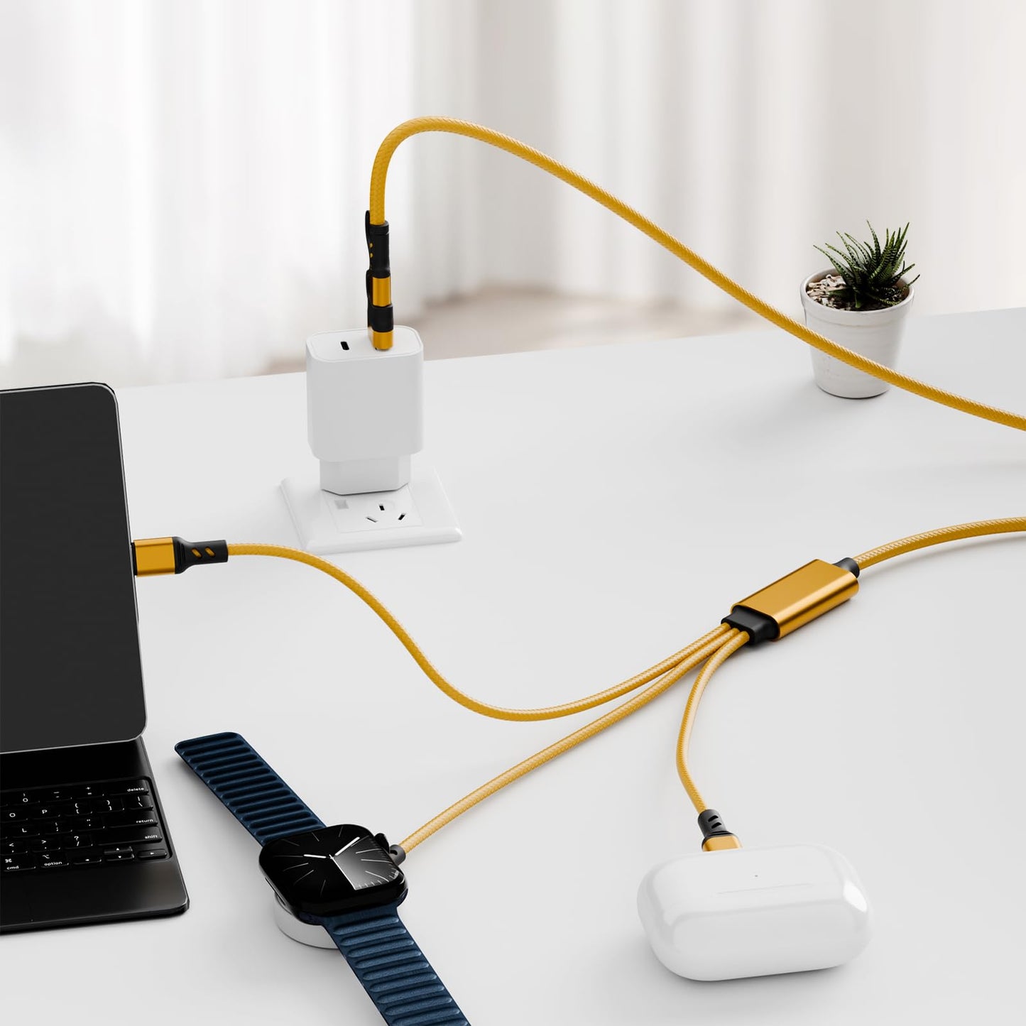 Multi 3 in 2 Charging Cable for Apple Watch Charger, Travel for iPhone Charger USB C Lightning Fast Charging Cable Compatible with iWatch Ultra/SE/9/8/7/6/5/4/3/2/1 & iPhone 15/14/13/12/11/Galaxy S23