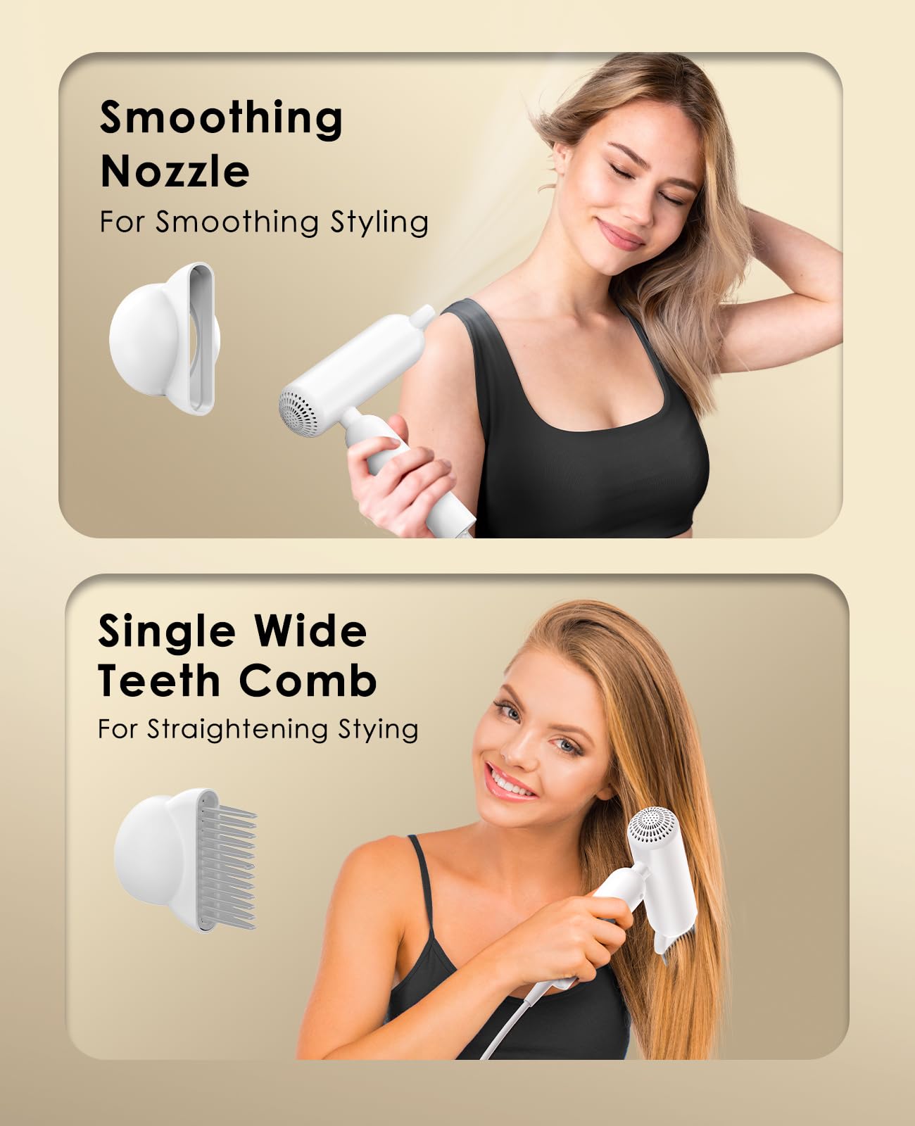 osou Travel Hair Dryer, Dual Voltage with Auto-Sensing, 1B Plasma Particles, 200times/s Temp Control, Portable Blow Dryer with Single-Sided Comb, White