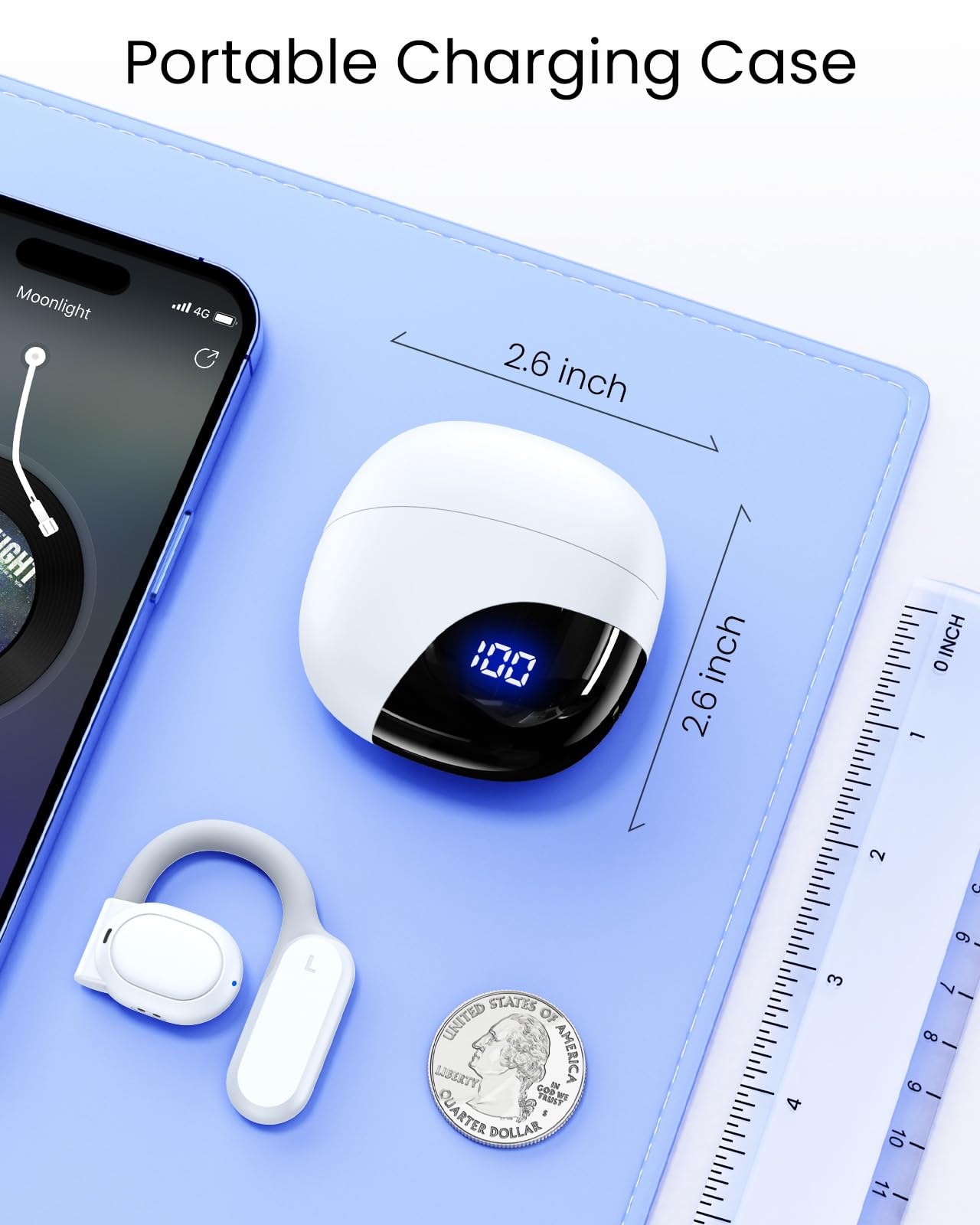 AI Translation Earbuds Real Time with LED Display White
