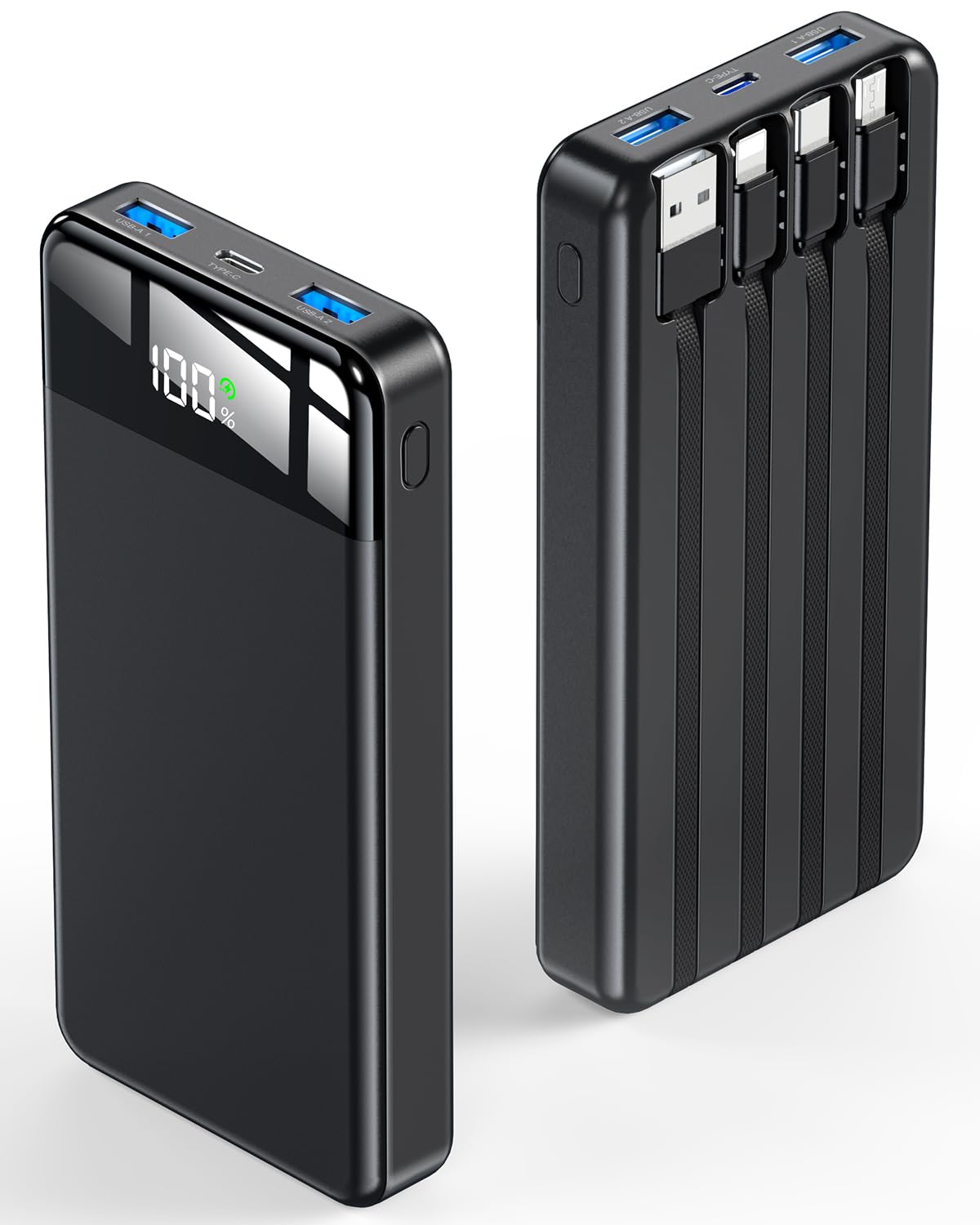 Portable Charger 35000mAh Power Bank - Powerbank with 4 Built in Cables, 22.5W Fast Charging Travel Camping Essential Battery Pack Compatible with iPhone 17 16 15 14 13 Samsung Google, 1 Pack