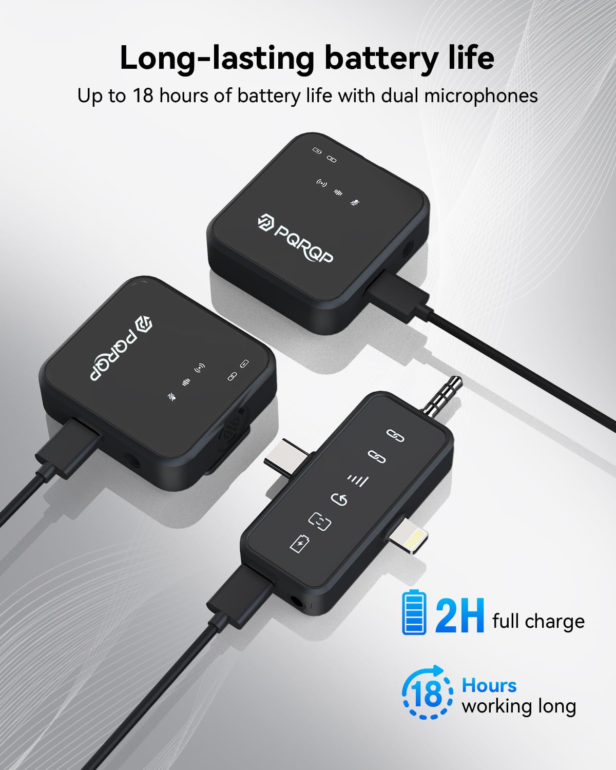 PQRQP 3-in-1 Mini Microphone for iPhone/Android/Camera, Hi-Fi Audio, 48kHz/24-bit, Wireless Microphones, 328ft Range, 20H Battery, Lapel Mic with Noise Reduction for Live Streaming, TikTok, YouTube