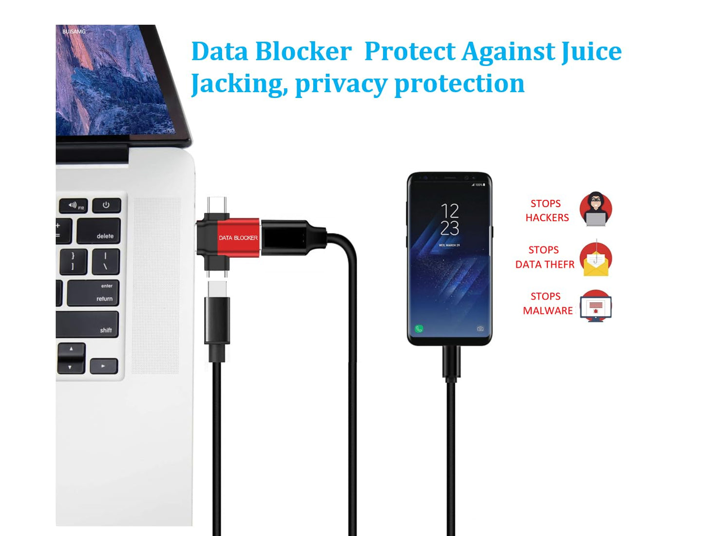 BUISAMG Data Blocker, 4-in-1 Universal USB Data Blocker, Protection from Illegal Downloading, Hacking Proof 100% Guaranteed, for iPhone 15 16 and Any USB Device Charging. 2-Pack