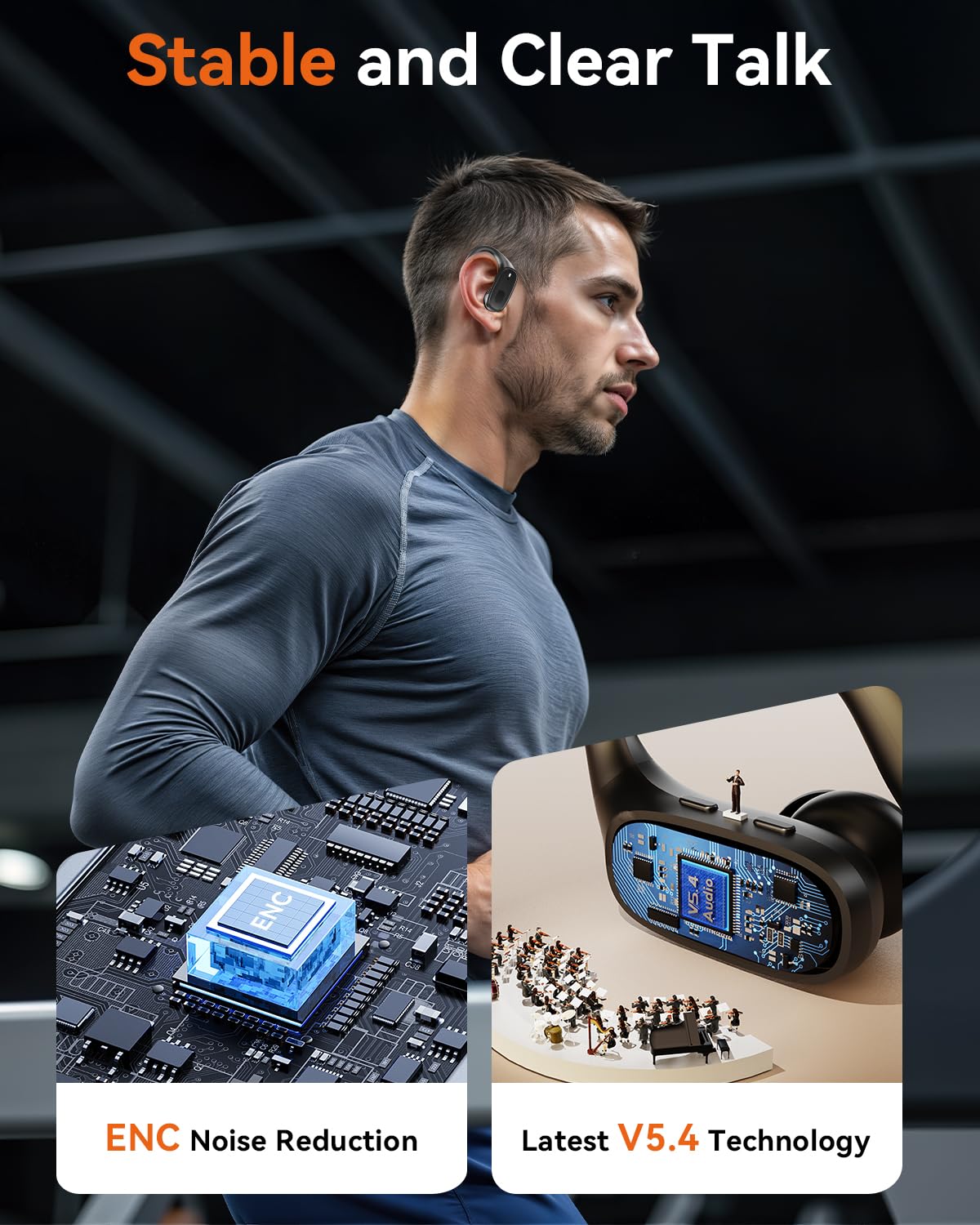 Wireless Earbuds, Sports Bluetooth 5.4 Headphones, Ear Buds with ENC Noise Canceling Mic, 80Hr Playtime Earphones, Palm-Sized, LED Power Display, IPX7 Waterproof Headset for Workout Running, Black