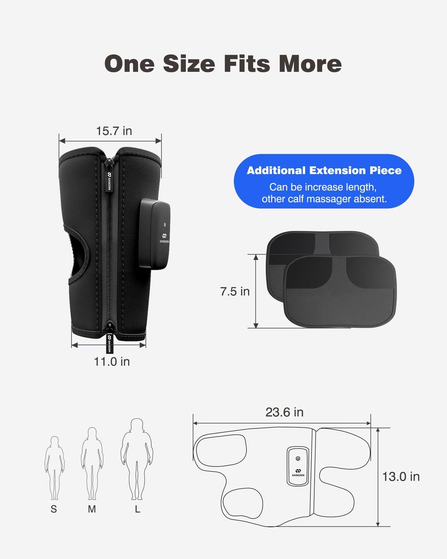 Leg Massager for Circulation and Pain Relief, Cordless Air Compression Calf Massager with Free Extension Piece for Leg, Calf, Thigh and Arm, Gifts for Dad Mom Men Women, Relax for Gym Office Home