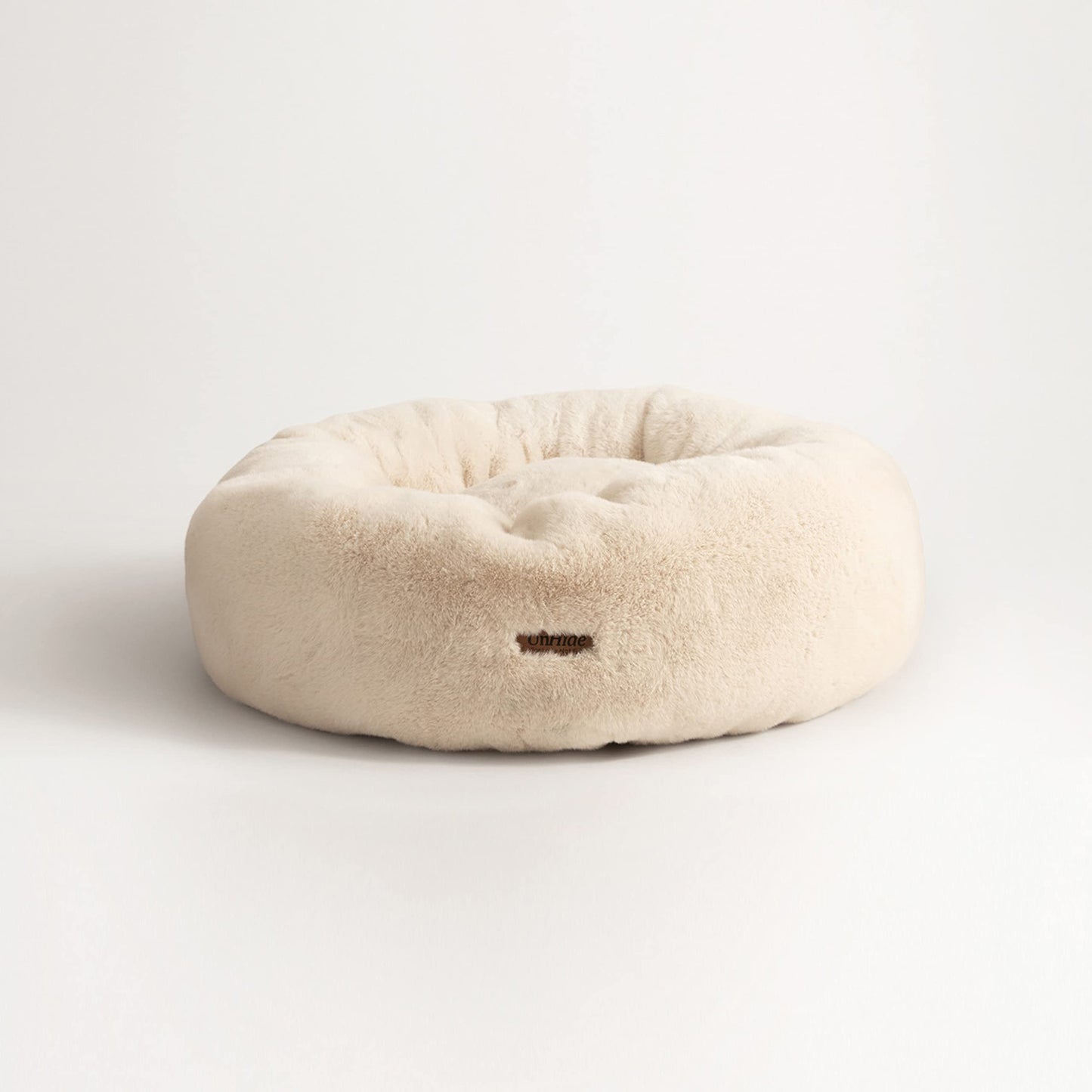 UnHide Floof Pet Bed - Small (23" x 8") - Extra Soft Dog Bed - Removable Faux Fur Cover - Machine Washable - Helps Ease Pet Anxiety & Provides The Perfect Sleep - Beige Bear