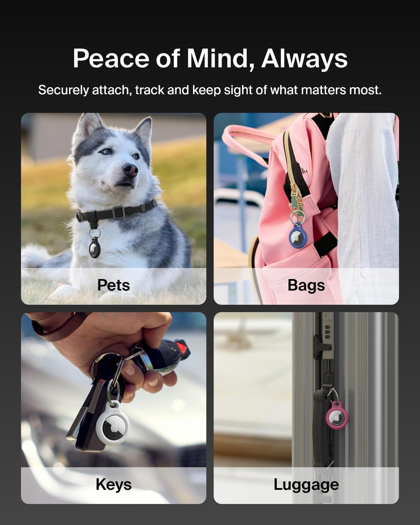 Belkin Apple AirTag Secure Holder with Key Ring - Durable Scratch Resistant Case With Open Face & Raised Edges - Protective AirTag Keychain Accessory For Keys, Pets, Luggage, Backpacks - Blue
