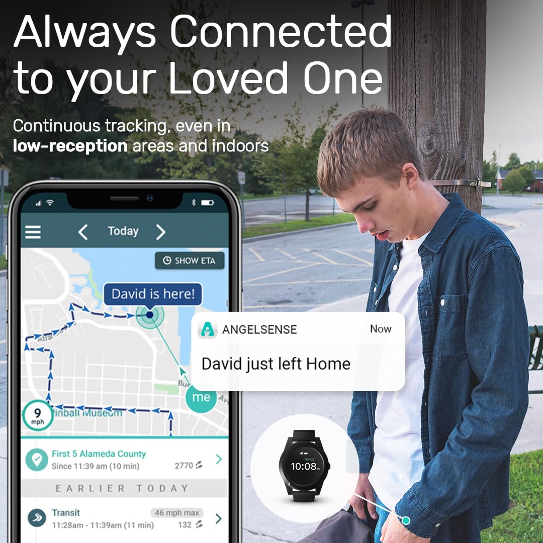 AngelSense Assistive Technology Watch with Personal GPS Tracker for Teens, Adults, Seniors, Autism, Special Needs, Dementia, Speakerphone, SOS Button, Live Tracking, Subscription Required