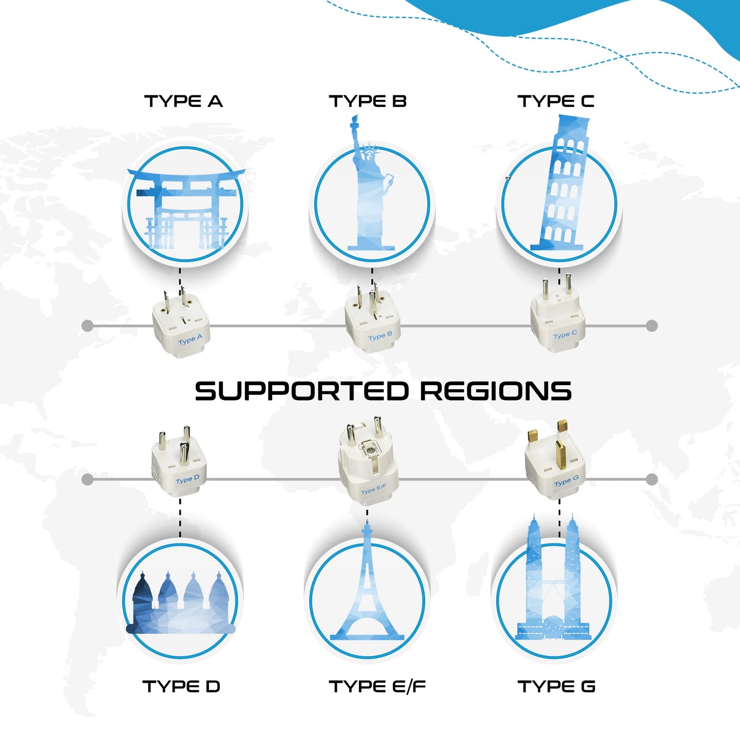 Ceptics Travel Adapter with Types A-M Plugs, Travel Plug Adapter Set Compatible with Power Sockets in All Continents, Compact World International Plug Adaptor Kit, Set of 12,GP-12PK