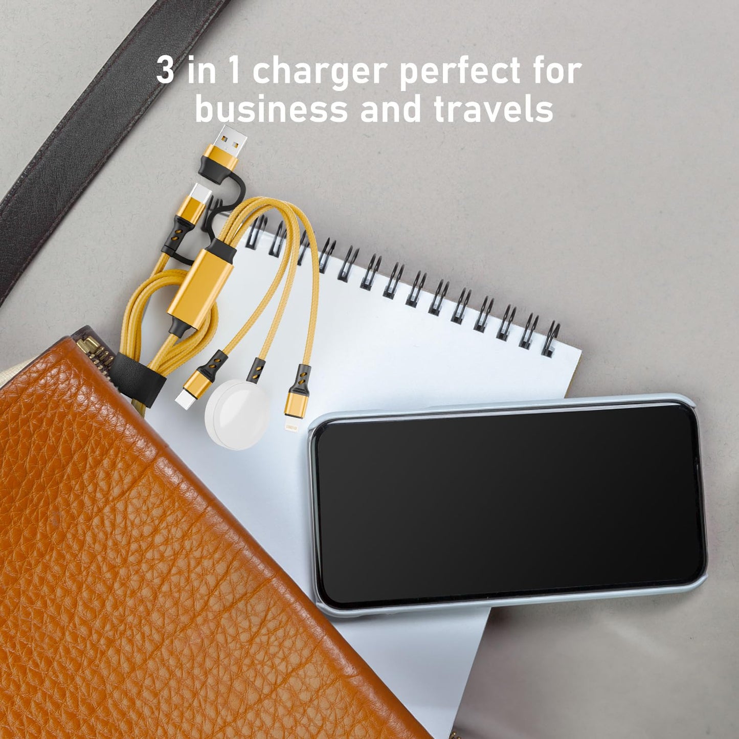 Multi 3 in 2 Charging Cable for Apple Watch Charger, Travel for iPhone Charger USB C Lightning Fast Charging Cable Compatible with iWatch Ultra/SE/9/8/7/6/5/4/3/2/1 & iPhone 15/14/13/12/11/Galaxy S23