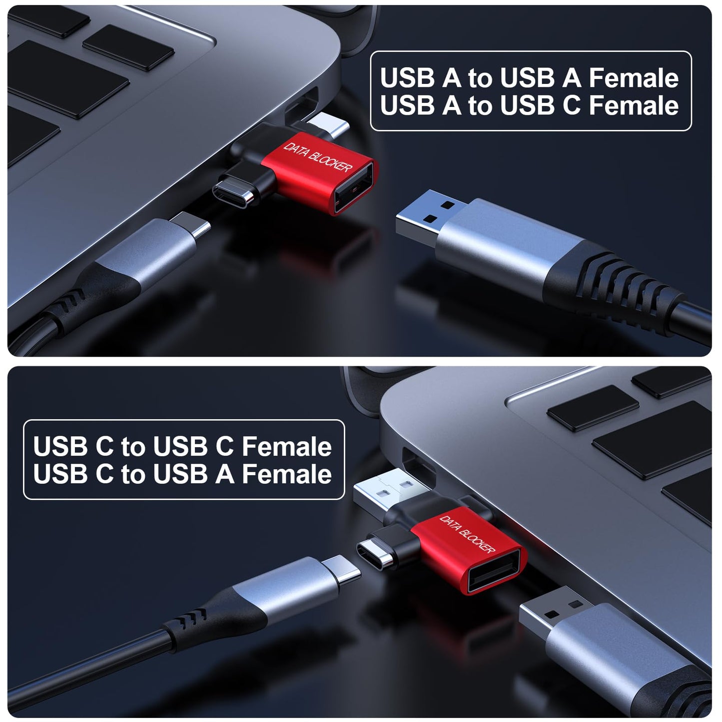 BUISAMG Data Blocker, 4-in-1 Universal USB Data Blocker, Protection from Illegal Downloading, Hacking Proof 100% Guaranteed, for iPhone 15 16 and Any USB Device Charging. 2-Pack