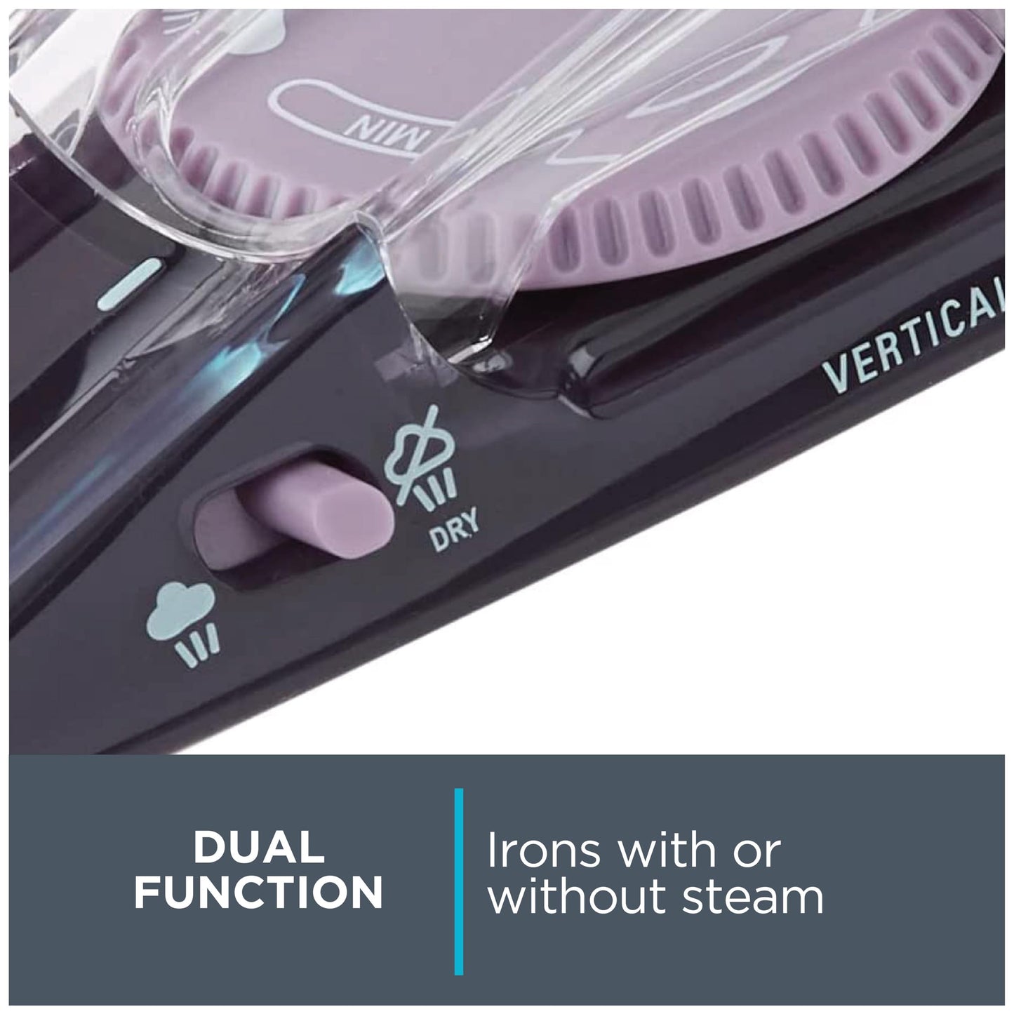 Rowenta Travel Iron, Pro Compact Stainless Steel Soleplate Hand Held Steamer Iron for Clothes, 200 Microsteam Holes, 1000 Watts Ironing, Fabric Steamer, Dual Voltage, Mini Iron, Purple, DA1560