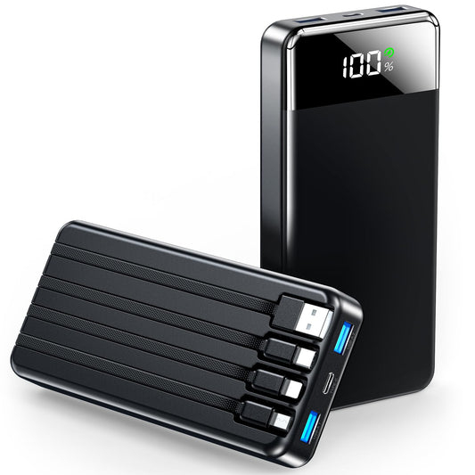 Portable Charger 35000mAh Power Bank - Powerbank with 4 Built in Cables, 22.5W Fast Charging Travel Camping Essential Battery Pack Compatible with iPhone 17 16 15 14 13 Samsung Google, 1 Pack