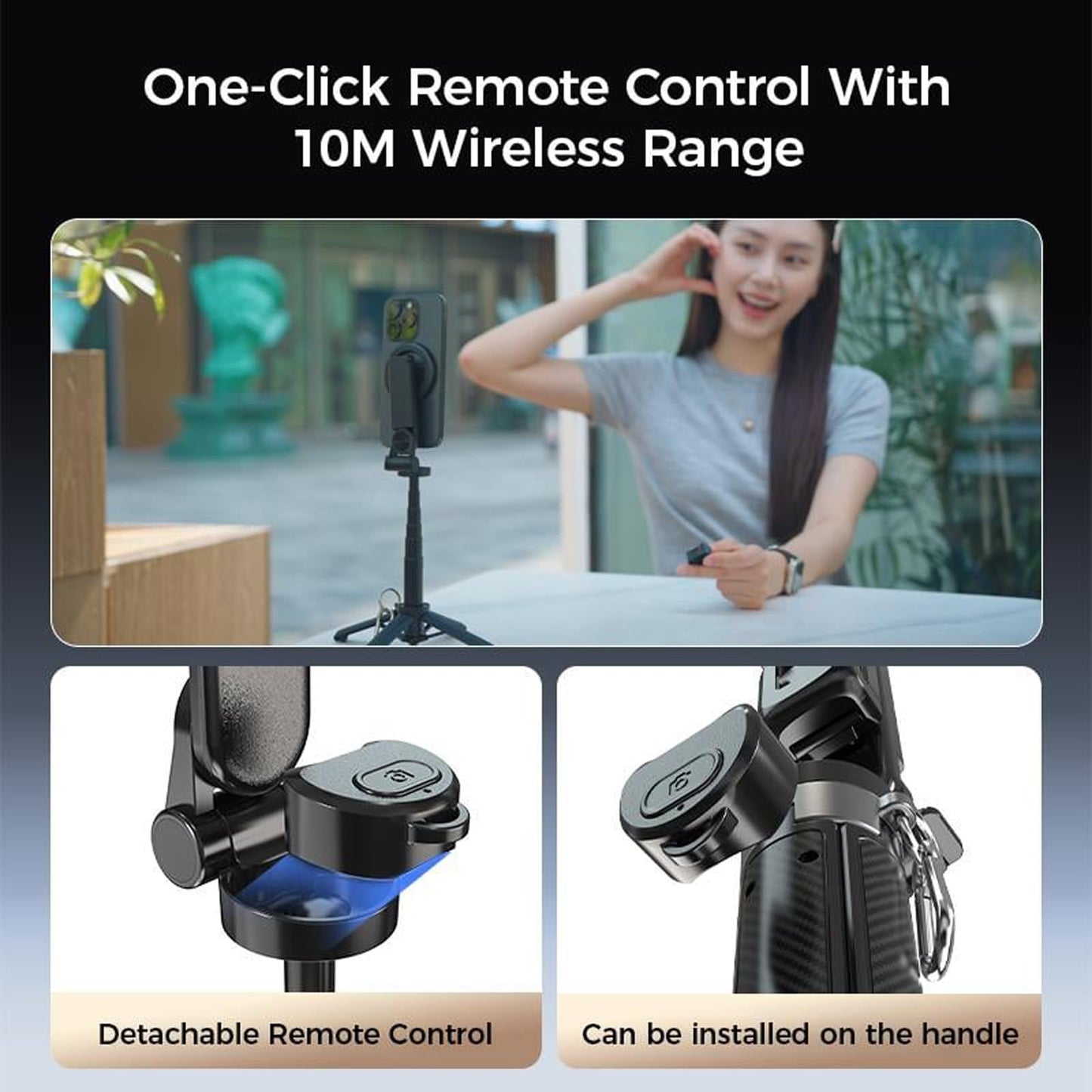 2025 New 4-in-1 Multifunctional Magnetic Selfie Stick, 360° Rotation Phone Tripod with Wireless Remote for iPhone & Android, Phone Stand for Video Recording & Vlogging - Portable Travel (Black)