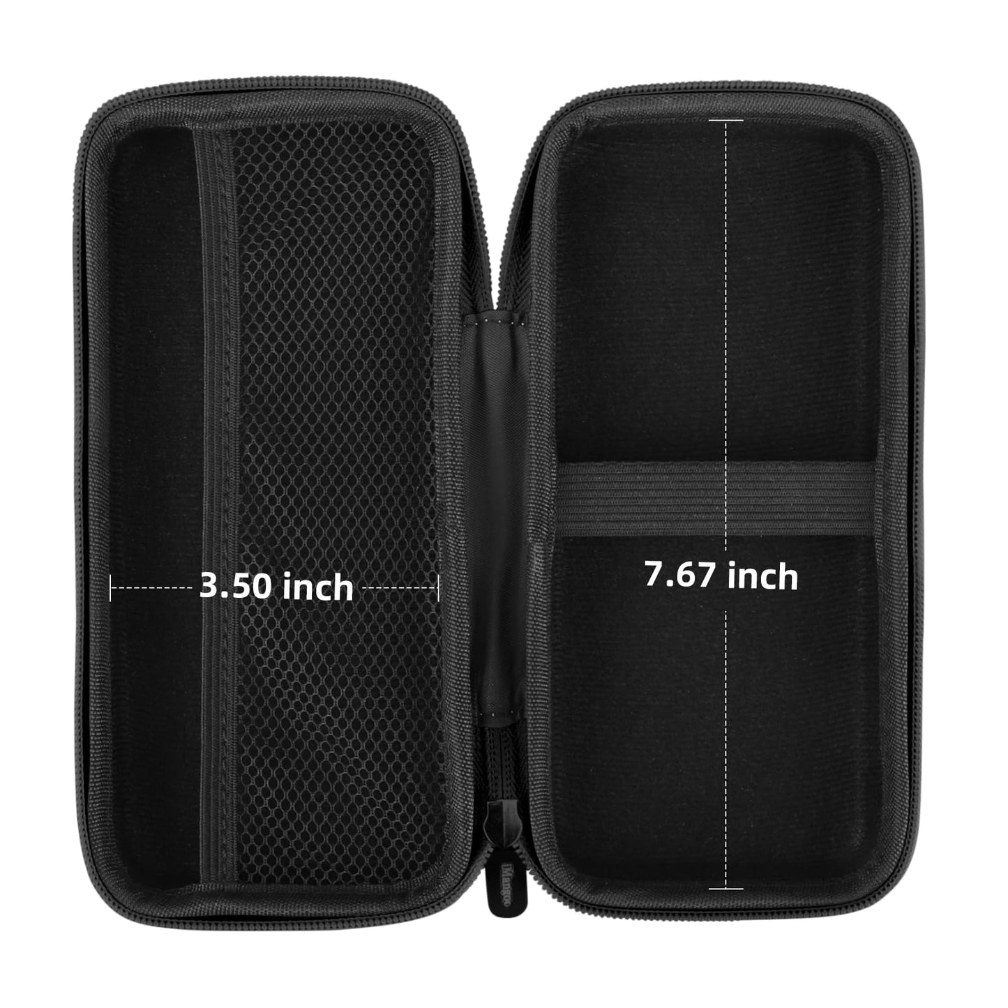 iMangoo Shockproof Travel Essentials Organizer Charger Case, Space-Optimized Zipper Electronics Accessories Pouch Tech Cord Cable Adapter Power Bank Storage for Women Men, 8.5x4.5x2 in (Fiber Black)
