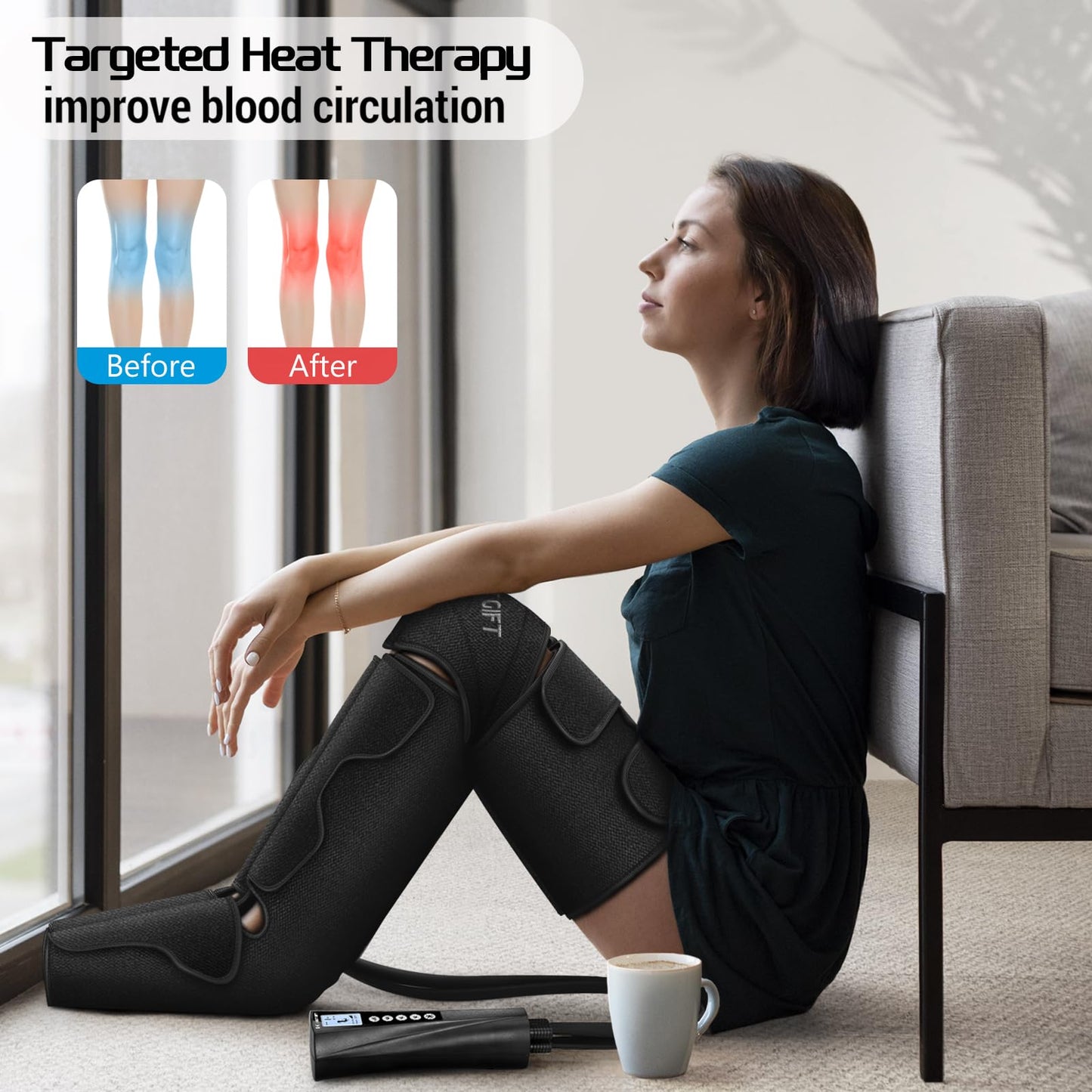 Bestgift Christmas Gifts for Men, Women, Mom, Dad, Mother's Day, Father's Day, Air Compression Massager with Heat for Foot, Leg, Calf, Thigh, Knee, Helpful for Muscle Fatigue, Cramps, Swelling, Edema