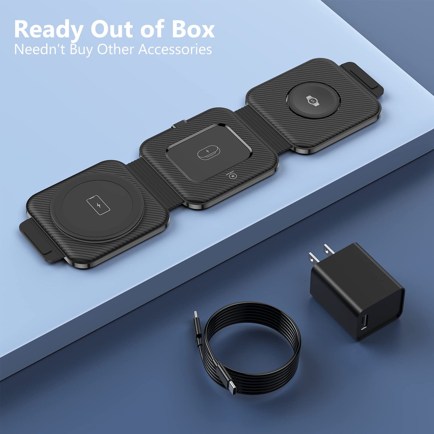 Travel Charger for Samsung Multi Devices, Foldable 3 in 1 Wireless Charging Station Fast Charging Stand/Pad Compatible for Samsung Galaxy S25/S24/S23/S22/S21/Note20 Galaxy Watch8/7/6/5/4/Galaxy Buds4