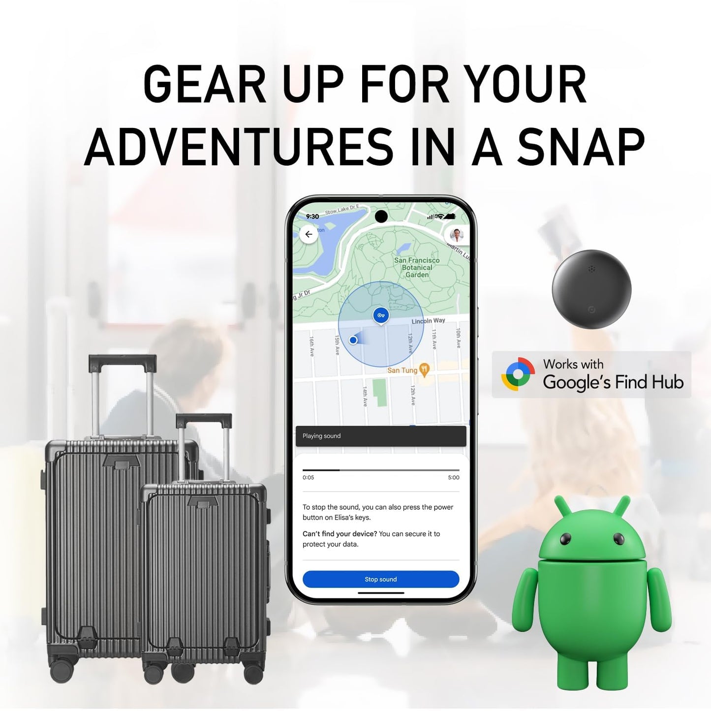 Android Air Tracker 2 Pack: Smart Tracker(2025), Compatible with Google's Find Hub/Find My Device (Android Only) App, Tracker Tag Locator for Keys, Luggage, Satchel, Backpack etc