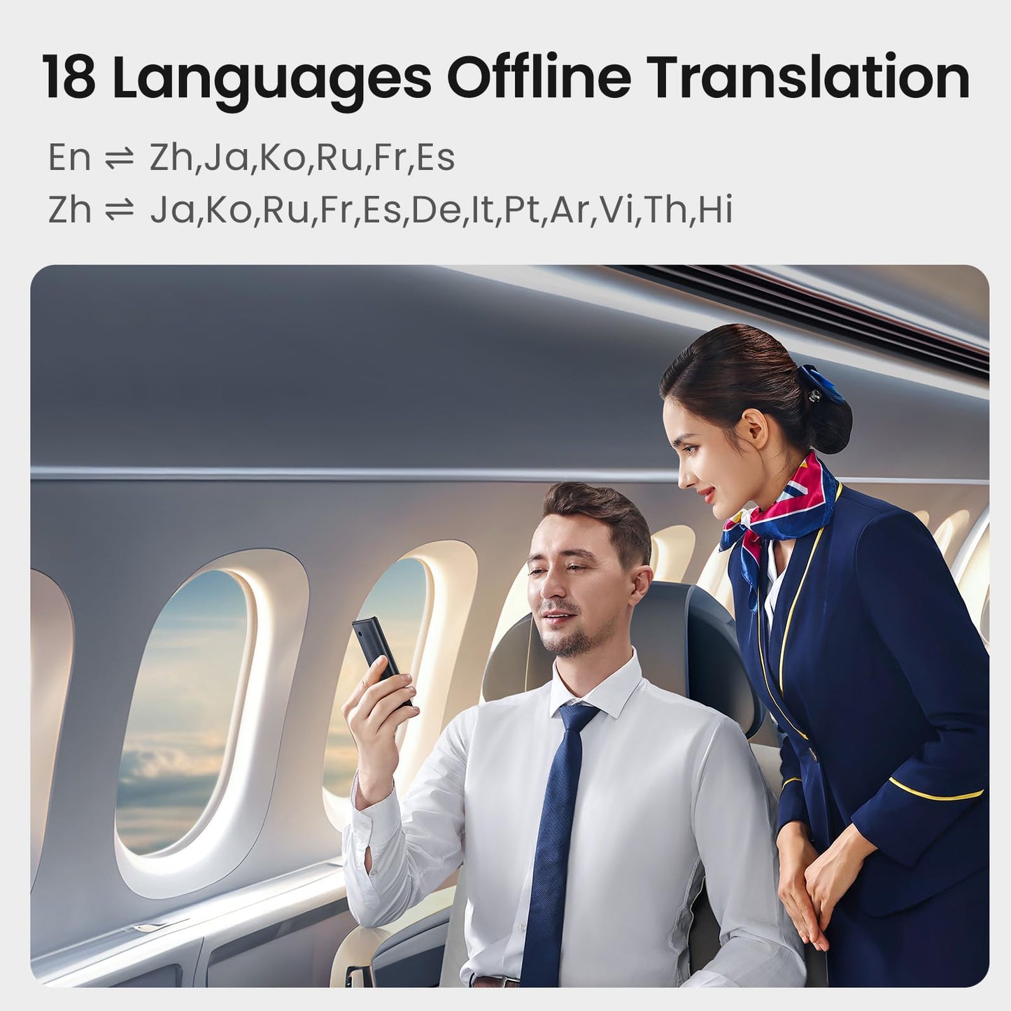 iflytek Language Translator Device with Offline Translation, 60 Languages Voice & Photo Translation, Real-Time Interpreter, 2-Year Free Global Data, for Travel, Business, Learning