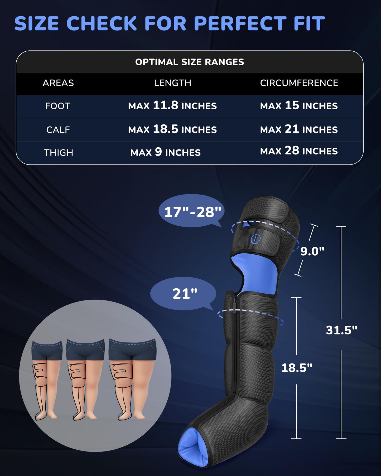 Musugy Leg Massager with Heat and Compression : Sequential Compression Boots with 6 Modes,9 Intensity and 3 Heat for Circulation and Pain Relief - Christmas Birthday Gifts for Mom, Dad, Athletes, Gym