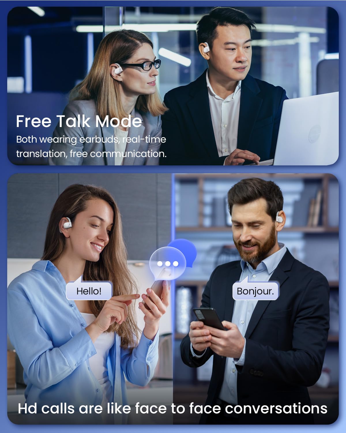 AI Translation Earbuds Real Time with LED Display White