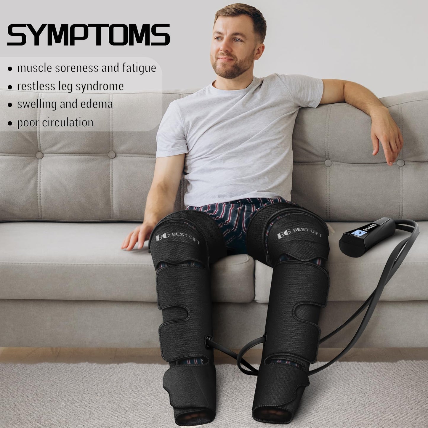 Bestgift Christmas Gifts for Men, Women, Mom, Dad, Mother's Day, Father's Day, Air Compression Massager with Heat for Foot, Leg, Calf, Thigh, Knee, Helpful for Muscle Fatigue, Cramps, Swelling, Edema