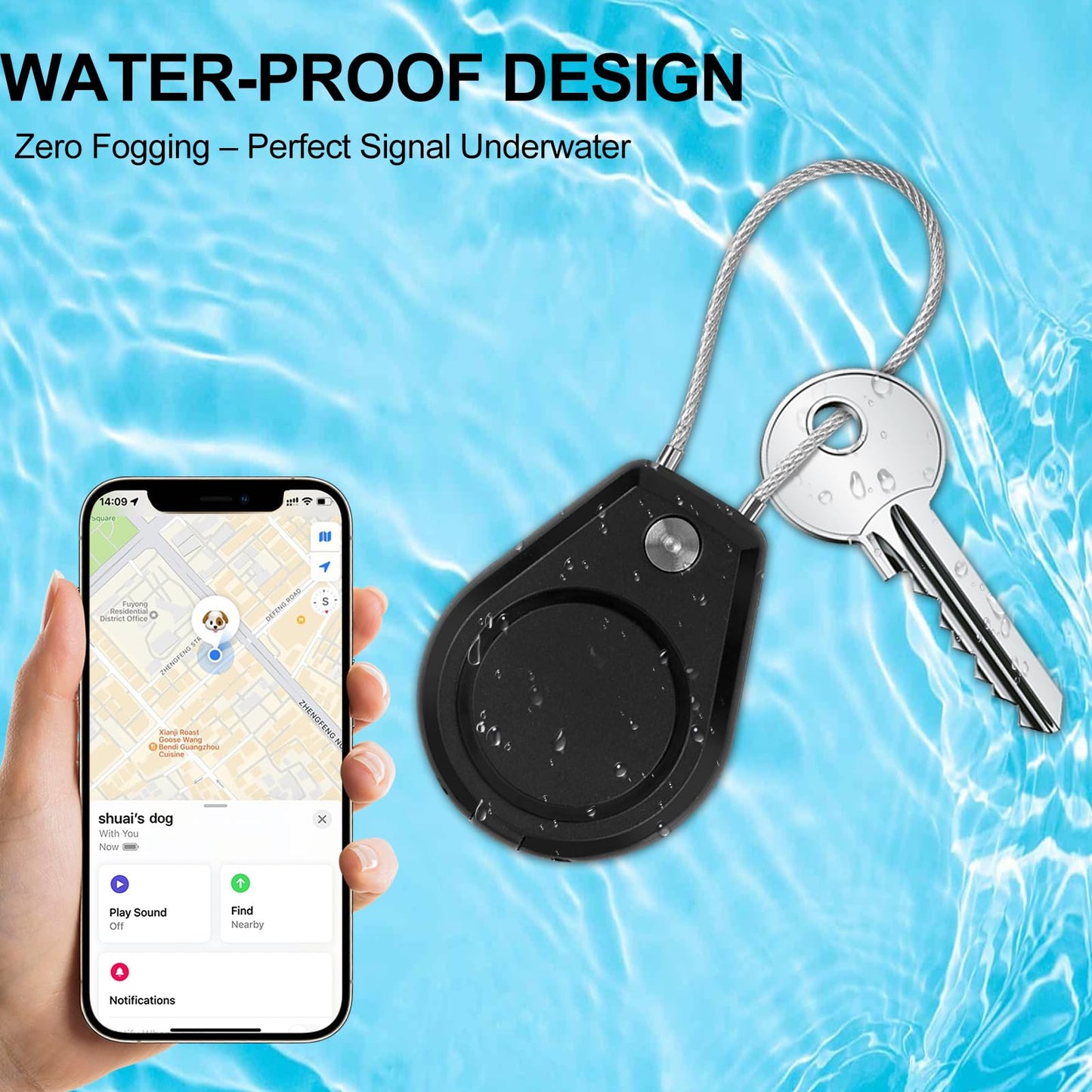 Air Tagholder 2 Pack - Waterproof Keychain Case with Steel Wire Cable & Hex Lock, Anti-Lost Shockproof Cover Compatible with Apple Air Tag for Luggage, Backpack, Keys, Bicycles, Kids Items - Black