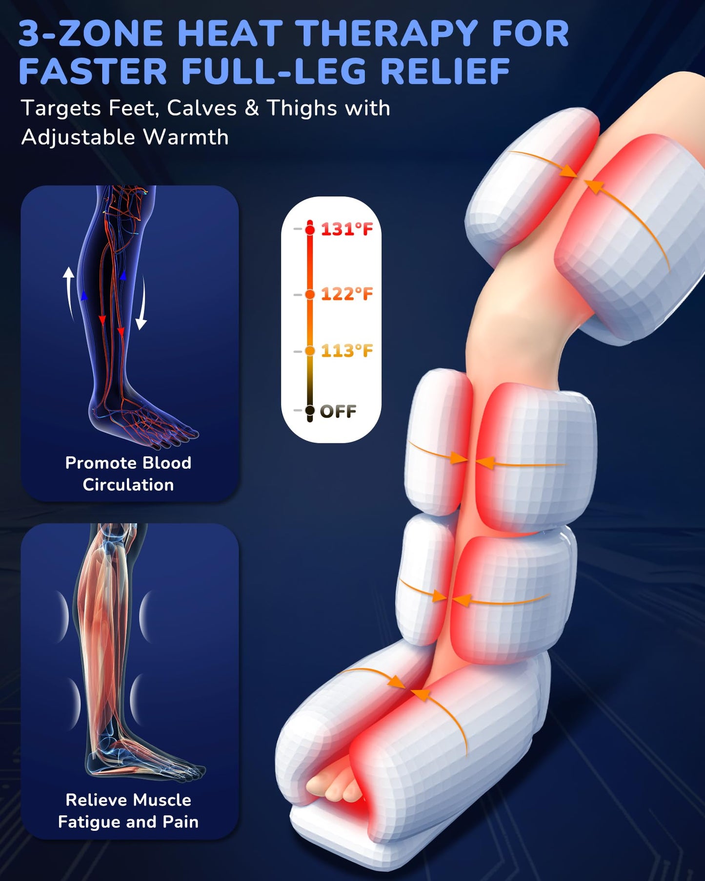 Musugy Leg Massager with Heat and Compression : Sequential Compression Boots with 6 Modes,9 Intensity and 3 Heat for Circulation and Pain Relief - Christmas Birthday Gifts for Mom, Dad, Athletes, Gym