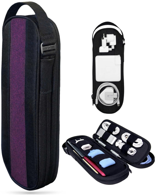 Electronics Organizer Travel Case for Cables, Charger, Power Bank – Tech Bag for MacBook Accessories, Adapter – Slim Cord Organizer Bag with Gift Box for Travel & Daily Use (Burgundy)