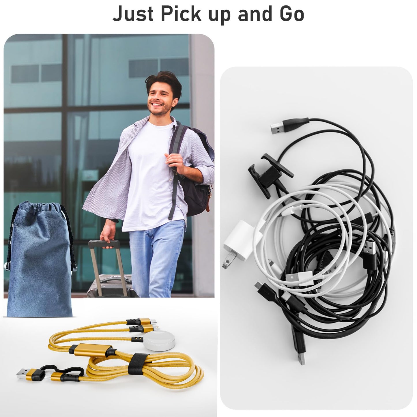 Multi 3 in 2 Charging Cable for Apple Watch Charger, Travel for iPhone Charger USB C Lightning Fast Charging Cable Compatible with iWatch Ultra/SE/9/8/7/6/5/4/3/2/1 & iPhone 15/14/13/12/11/Galaxy S23