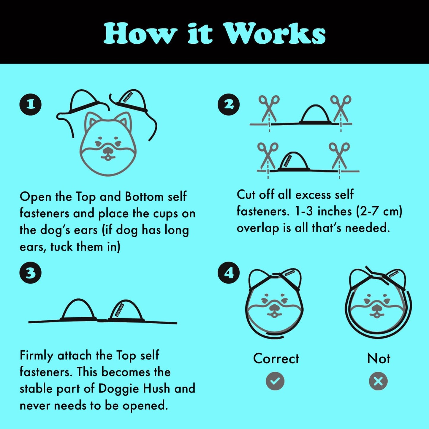 Doggie Hush Dog Headphones - Dog Ear Muffs Noise Protection, Noise Canceling, Calming Ear Covers for Anxiety Relief, for Fireworks and Thunder - Large