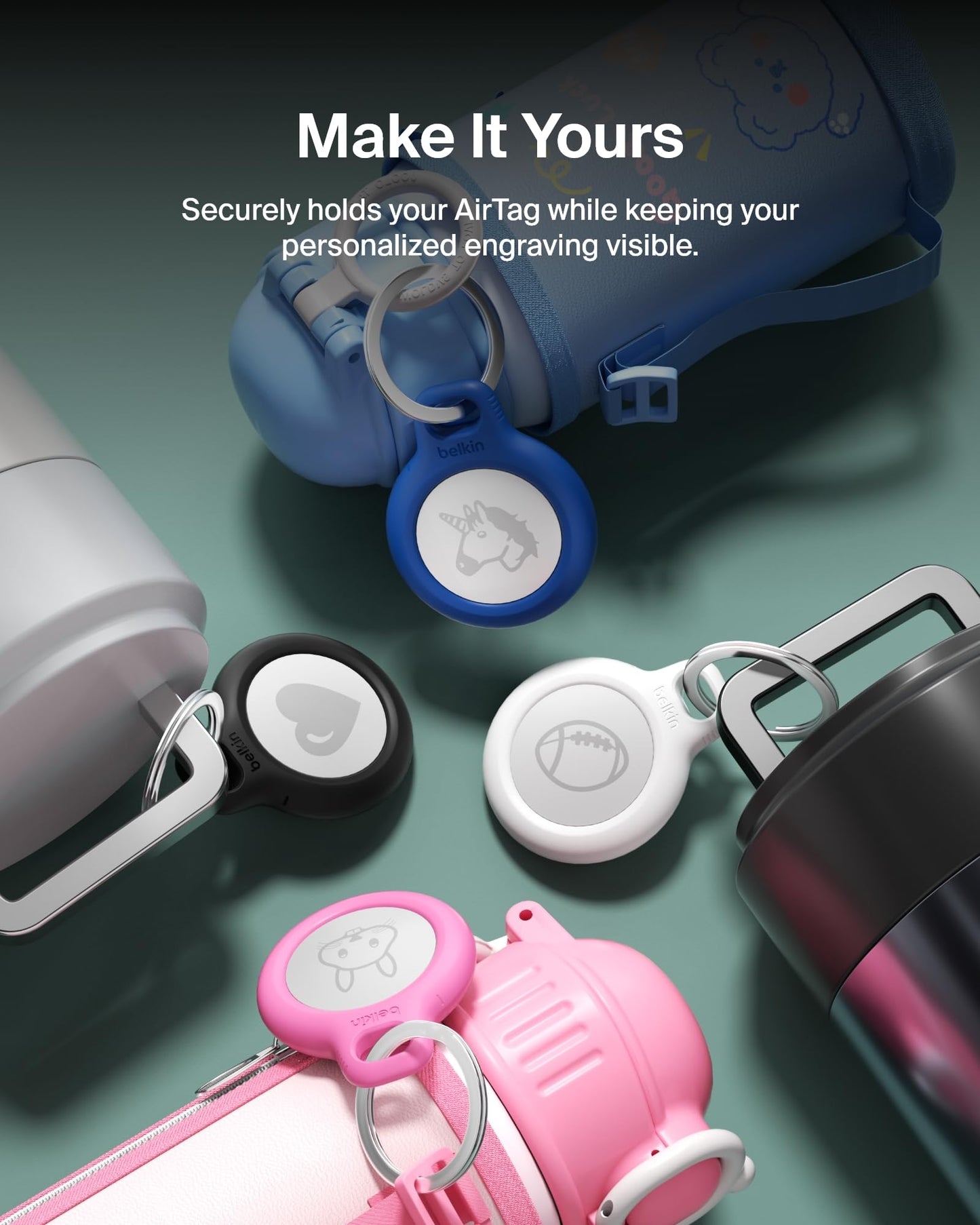 Belkin Apple AirTag Secure Holder with Key Ring - Durable Scratch Resistant Case With Open Face & Raised Edges - Protective AirTag Keychain Accessory For Keys, Pets, Luggage, Backpacks - Blue