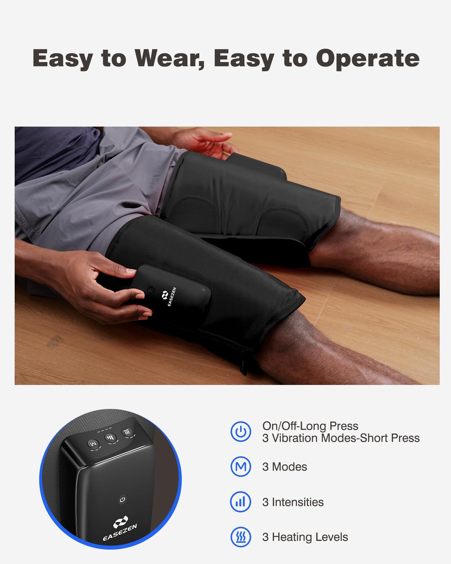 Leg Massager for Circulation and Pain Relief, Cordless Air Compression Calf Massager with Free Extension Piece for Leg, Calf, Thigh and Arm, Gifts for Dad Mom Men Women, Relax for Gym Office Home